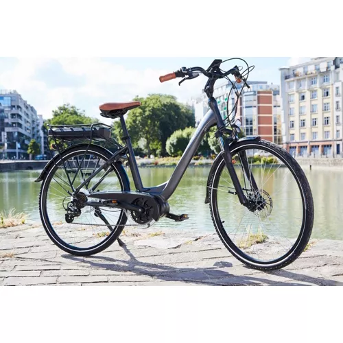 Bicicleta eléctrica ESSENTIELB Urban 600 28″ gris negro